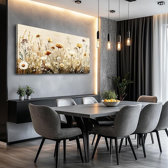hyidecorart Elegant Flowers Canvas Wall Art - Floral Pictures for Wall Decor Modern Home Decor Oil Paintings Nature Watercolor Prints Artwork for Living Room Bedroom Office Wall Decoration 20" x 40"