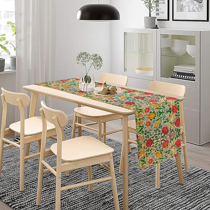 William Morris Original Design Red Rose Table Runner Vintage Floral Table Runner for Dining Table Decor 13 x 70 Inch