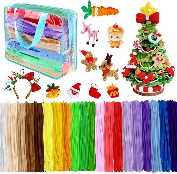 Pipe Cleaners Craft Bulk,1000pcs Arts Crafts,Kids Toys & Games Gifts,Chenille Stems Art Supplies for Projects Creative DIY Room Decor,Christmas Decorations,Juegos para Niños Fidget Toys for Ages 5-7