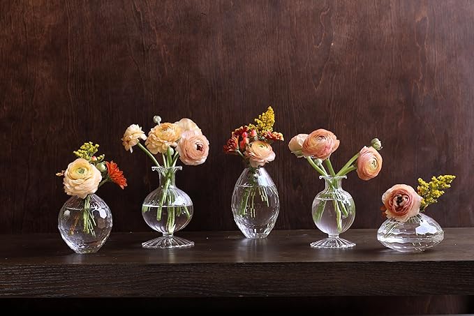 Glass Cambridge Louise 5" Bud Vase Set of 2 (Clear)