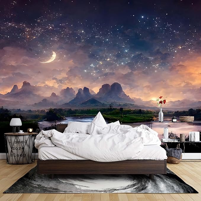 Floral Forest Wall Murals Peel and Stick Forest murals Removable Waterproof Large Wallpaper for Living Room Bedroom (Color-14, 79×55 inch)