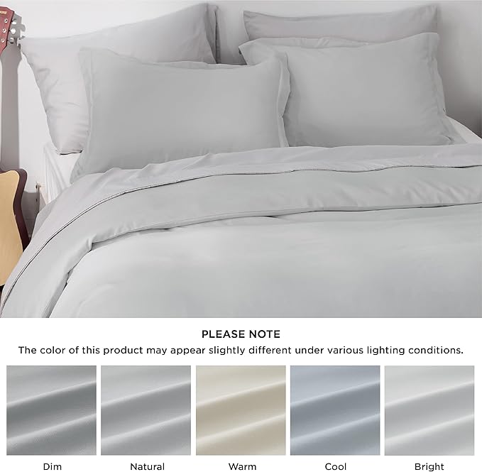Bedsure Duvet Cover Full Size - Soft Double Brushed Bedding Set for Kids & Adults, Zipper Closure, 3 Pieces, Includes 1 Duvet Cover (80"x90") & 2 Pillow Shams, NO Comforter, Silver Grey