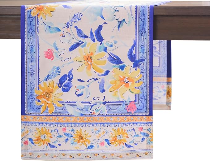 Maison d'Hermine Table Runner 100% Cotton Single Layer Table Runners 72 inches Long Decorative for Home Kitchen Dining Party Baby Shower Wedding Bridal Shower Spring Summer (Girassol, 14.50" x 72")