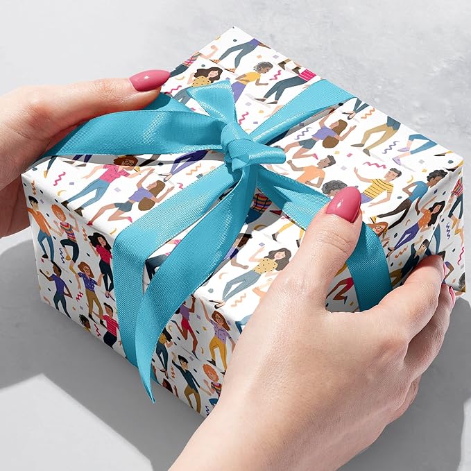 Jillson Roberts Bulk Gift Wrap, Everyday Gift Wrapping Supplies, Dance Party, 1/4 Ream 208 feet x 24 inches