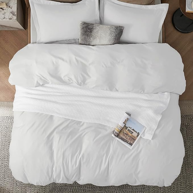 Bedsure Duvet Cover California King Size - Soft Double Brushed Bedding Set for Kids & Adults, Zipper Closure, 3 Pieces, Includes 1 Duvet Cover (104"x98") & 2 Pillow Shams, NO Comforter, White