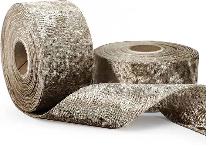Velvet Ribbon 1-1/2 inch Wide Double-Sided Glossy Fabric Ribbons for Christmas Tree Decor Gift Wrapping Flower Bouquet DIY Crafts 10Yd (Taupe)