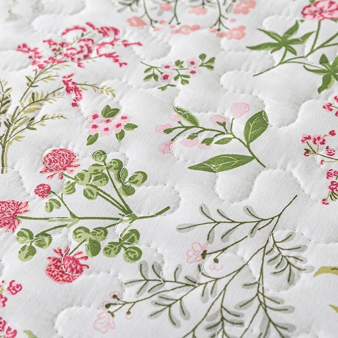 HoneiLife Floral Quilt King Size - 3 Pieces Microfiber Quilt Sets Lightweight Bedspreads Wildflower Coverlets Nature Bed Cover King Quilt Bedding Set All Season Quilts