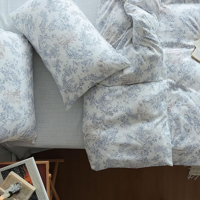 Vintage Botanical Flower Duvet Cover Full Size 3 Pieces Cotton Garden Floral Duvet Cover Boho Chic Farmhouse Bedding Set Full Cabin Country Style Floral Comforter Cover Cottagecore Flower Bedding Set