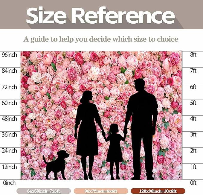 15x10ft Flower Photo Backdrop Flowers Wall Pink Rose Floral Spring Photography Backdrops for Pictures Newborn Wedding Bridal Shower Birthday Party Banner Decor Supplies Vinyl Photo Studio Props