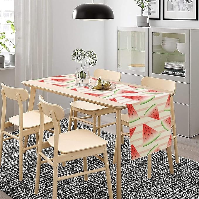 Watermelon Table Runner,Summer Fruit Tropical Birthday Party Decoration Dining Room Home Kitchen Table Decor 13 x 36Inch