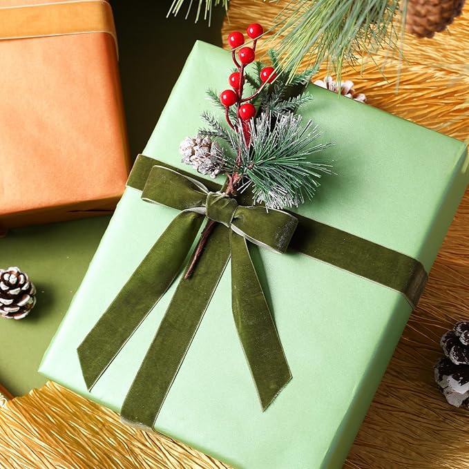 LaRibbons Sage Green Wrapping Paper, Mini Roll-17 Inch x 33 Feet Solid Color Pearly-Lustre Gift Wrapping Paper Rolls for Wedding, Christmas, Valentine's Day, Birthday, Bridal Shower, Baby Shower