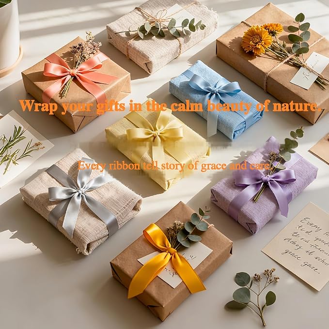 1-1/2 Inch Double-Faced Satin Ribbon 50 Yards Set,“Morning Meadow”–10 Nature Colored Ribbon Bulk for Gift Wrapping, Crafts, Flower Bouquet, Christmas Easter Wedding Party Decor, Hair & Bows