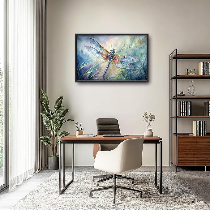 Framed Large Pictures Wall Art for Living Room, Dragonfly Oversized Wall Decor Dragonfly Canvas Print Painting Modern Extra Large Framed Artwork for Bedroom Office 36"x24"