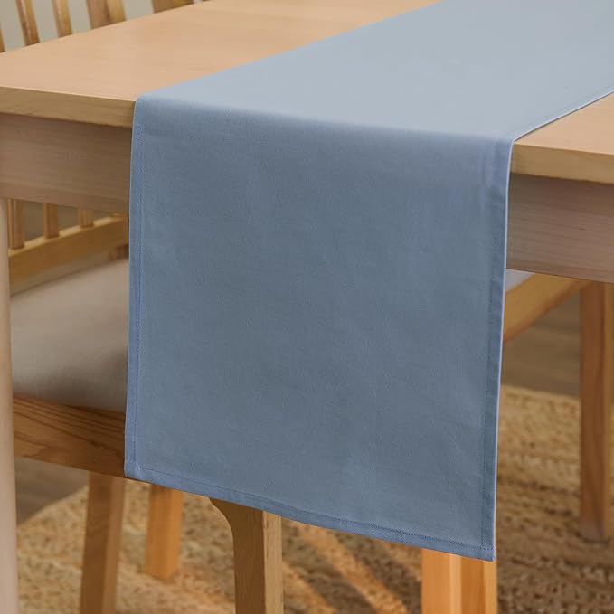 Encasa XO Table Runner 13"x72" Long | Cotton Canvas Fabric | B Grey Solid Color | Machine Washable & Durable