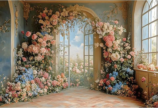 Baocicco 9x6ft Flower Wall Backdrop Photography European Style Oil Painting Floral Wedding Background Women Girls Lady Birthday Party Decorations Wedding Bridal Shower Banner Supplies Props Video