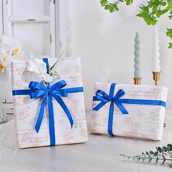 Double Face Royal Blue Satin Ribbon 1/2 inch X 50 Yards Polyester Royal Blue Ribbon for Gift Wrapping Very Suitable for Weddings Party Invitation Decorations and More
