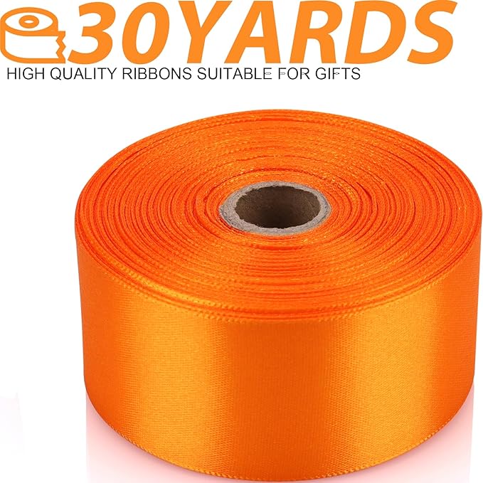 1-1/2 Inch 30 Yards Orange Solid Satin Ribbon for Gift Wrapping,Craft Floral Bouquets,Wedding Party,Timeless Flower,Decoration Floral Hair,Balloons