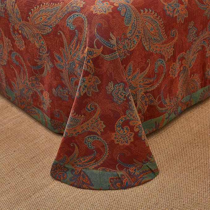EAVD Vintage Style Jacquard Floral Duvet Cover King Soft 100% Cotton Muslin Yarn-Dyed Textured Bedding Set with 2 Pillowcases Boho Floral Comforter Cover with Button Closure