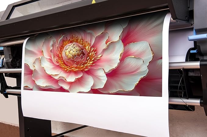 Pink & White Peony Floral Canvas Wall Art with Gold Accents, Abstract Flower Pictures for Living Room Bedroom Wall Decor, Printed Painting Artwork Home Decorations, Size 40x20 Inches - Ready to Hang