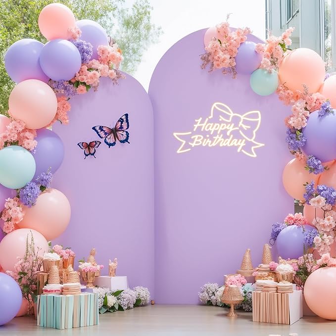 Pink Purple Arch Backdrop Cover Set of 2 Spandex Arch Covers 7.2 and 6ft Wedding Birthday Party Arch Covers Stretchy Backdrop Bridal Baby Shower Pink Lavender Arch Stand Cover