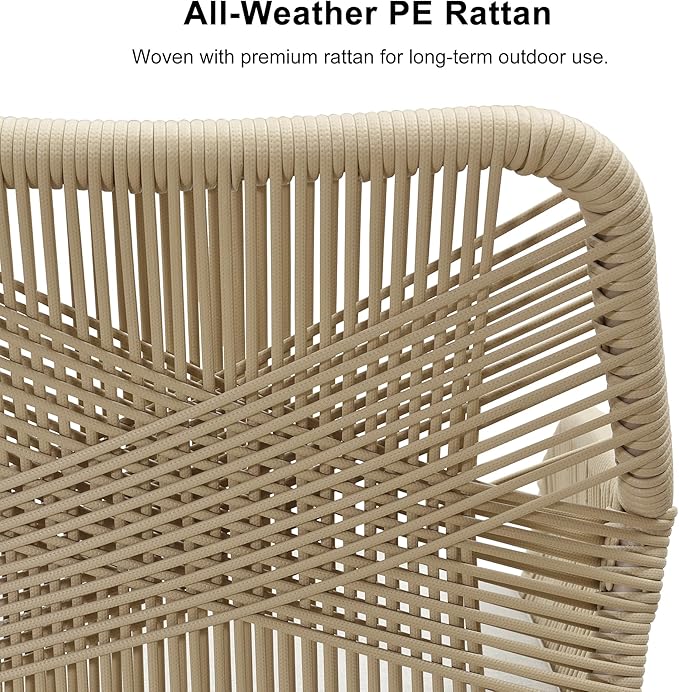 PURPLE LEAF 9 Pieces Outdoor Dining Set All-Weather PE Rattan Outdoor Patio Furniture Set with All Aluminum Frame Square Table and Chairs Set for Lawn Garden Backyard Deck, Champagne