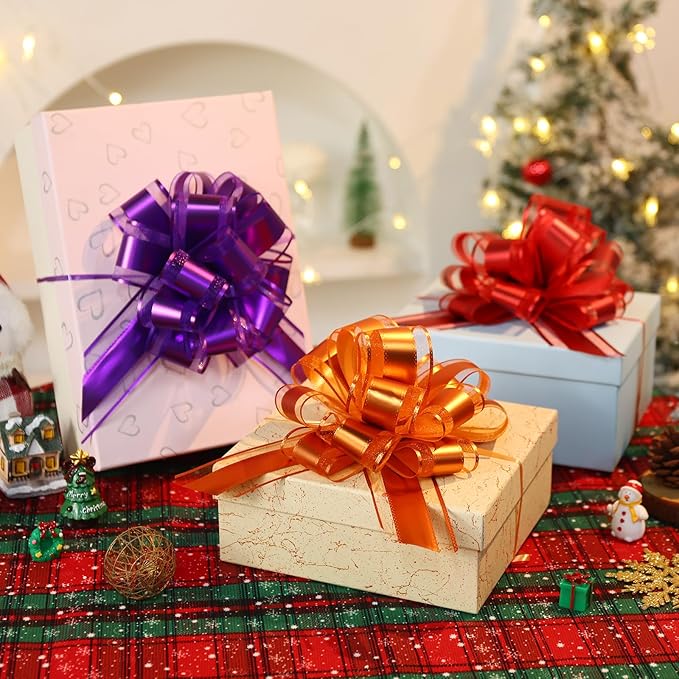 10-Pack Espresso Brown Pull Bows for Gift Wrapping - 6 Inch Reusable Ribbon Bows, Large Instant Floral Decor Bows for Wedding, Christmas, Birthday Decor, Gift Basket & Party Decorations