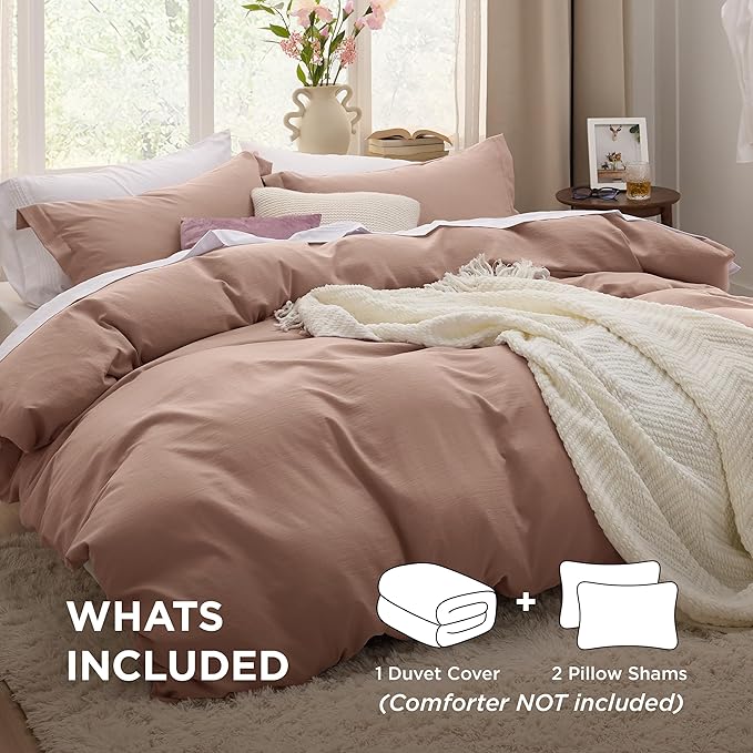 Bedsure Mocha Mousse California King Duvet Cover - Prewashed Cotton-Like Extra Soft Bedding Set, Includes 1 Cal King Duvet Cover 104x98 Inches with Zipper Closure & 2 Pillow Shams, No Comforter