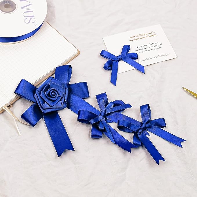 Royal Blue Satin Ribbon, Double Faced 1/2 Inch X 50 Yards Royal Blue Ribbon, Premium Satin Ribbon for Gift Wrapping, Crafts, Hair Bow Making, Sewing, Flower Bouquet, Wedding Party Decor