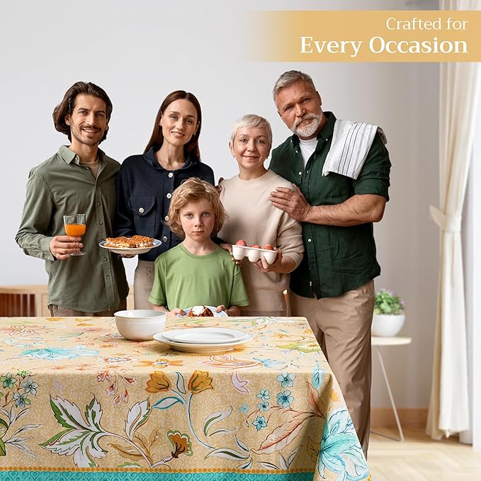 Maison d' Hermine Table Cloth Rectangle Table 100% Cotton 60 x 108 Inches Tablecloth Reusable for Dining Room, Farmhouse, Home, Party, Festive & Wedding Spring Summer - Luxury Loft – Peach