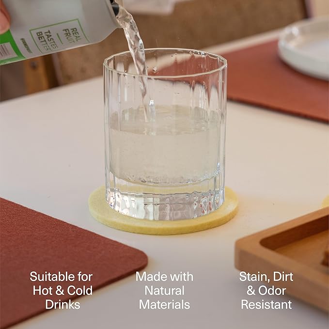 Graf Lantz - Bierfilzl Merino Wool Round Coasters Set of 4 - Chic (4" Circles) - Absorbs 30% of Weight - German Wool - Heat Resistant, Sustainable, & Reusable - Home Decor & Coffee Table Decor