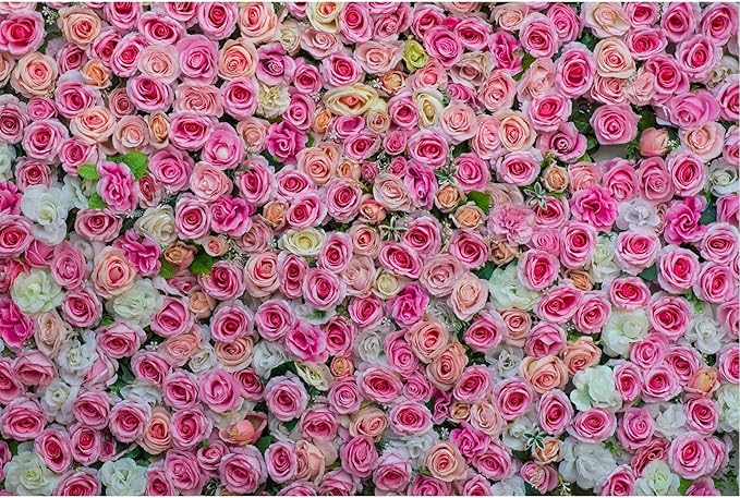 Pink Rose Flowers Theme Photography Backdrop Baby Shower Wedding Happy Birthday Photo Background Dessert Cake Table Floral Decoration Supplies Studio Props Decor Background 9x6ft