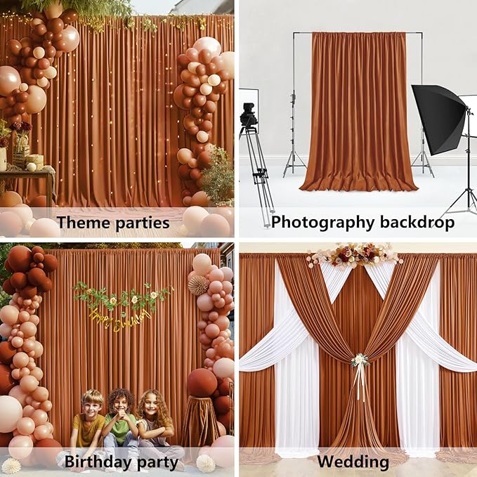 10 x 10 Feet Bronze Backdrop Curtain for Partie, Background Curtains for Photoshoot, Birthday, Wedding, Halloween, Thanksgiving, Christmas, New Year Party Decorations 5Ft x 10Ft, 2 Panels