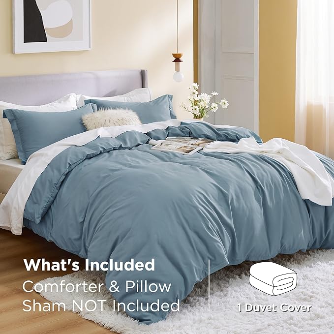 Bedsure Duvet Cover King Size - Only Includes 1 Duvet Cover (104"x90"), Hotel Luxury Soft Double Brushed All Season Bedding for Kids & Adults, Zipper Closure, NO Comforter, Mineral Blue
