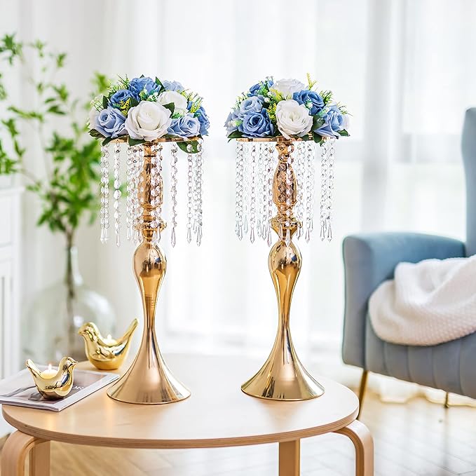 Flower Centerpieces for Wedding Tables: Wedding Table Decorations Dusty Blue & White Flower Balls Centerpieces for Engagement Cerebration Party Center Pieces 10 Packs