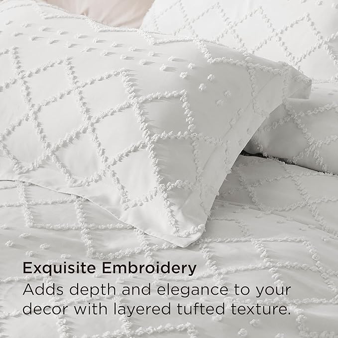 Bedsure Boho Cal King Duvet Cover - White Breathable & Soft Boho Bedding, Machine Washable Comforter Cover for All Seasons, Includes 1 Duvet Cover 104"x98" with 2 Pillow Shams & Zipper Closure