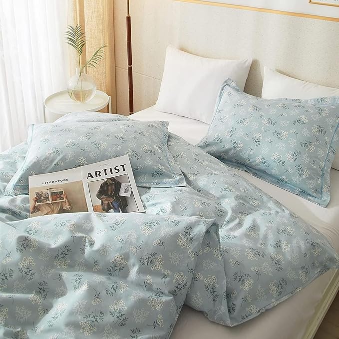 Blue Flowers Comforter Set Twin XL Soft Fluffy Microfiber Bedding Set Vintage Farmhouse Floral Comforter Set Garden Style Botanical Comforter for Girls Teens Boho Floral Bed Comforter for All Season