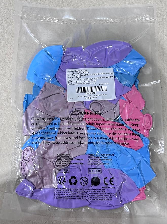 Pink Purple Blue Balloon 60Pcs 12 Inch Metallic Pastel Balloon Iridescent Pearl Pink Blue Purple Party Balloons for Girls Mermaid Snowflake Princess Birthday Baby Shower Party Decoration