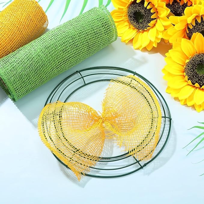 Chuangdi 4 Rolls Spring Summer Poly Burlap Mesh Poly Burlap Deco Ribbon Mesh Roll for Easter DIY Flower Wreath Garland, 10 Inch