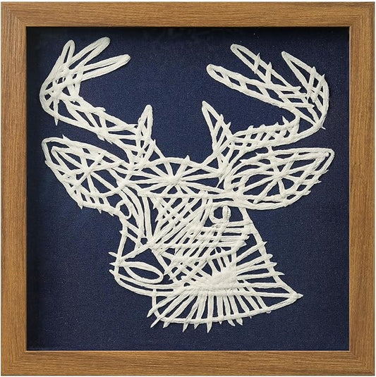 FOLKOR Framed Wall Art for Nursery Bedroom Above Desk, 3D Floating Deer Statue Rice Paper Shadow Box Art Decor for Home Office Gallery Wall, Vivid Handmade Artwork for Christmas Holiday Decoration
