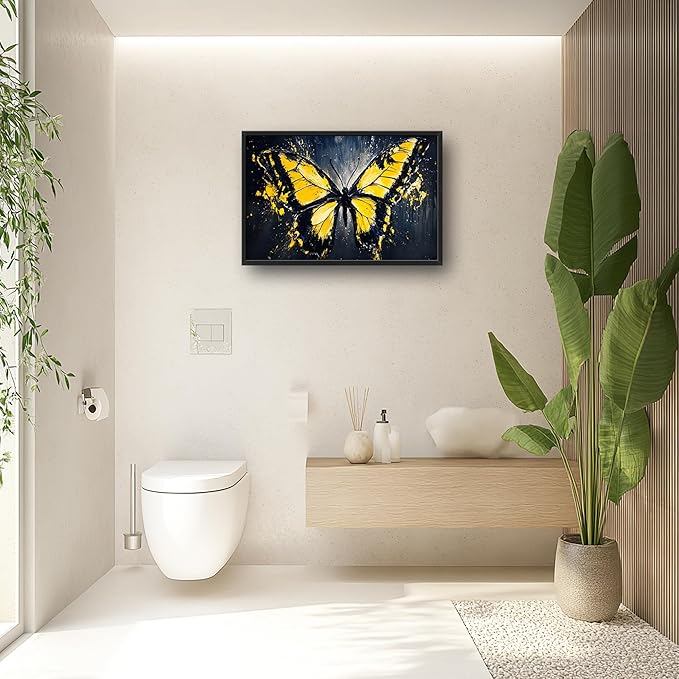 Butterfly Large Wall Art Framed Wall Decor for Living Room Black Butterfly Pictures Oversized Canvas Print Painting Modern Extra Large Framed Artwork for Bedroom Office Home Decor 36"x24"