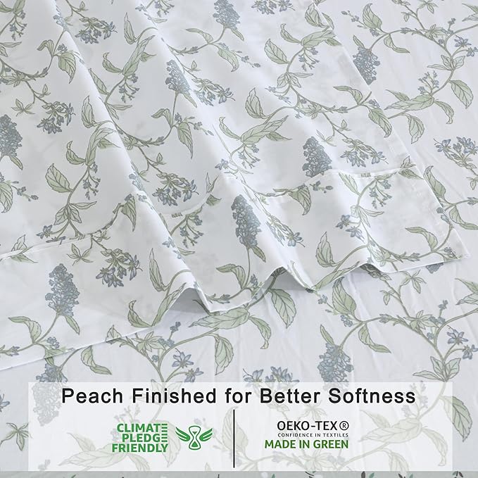 RUVANTI 100% Organic Cotton Sheets King Size, Percale Weave, GOTS Certified, 4-Piece Set, Deep Pocket 15", Crisp & Breathable, Soft Durable Bedding, Sábanas Algodón Orgánico – Vine Yard