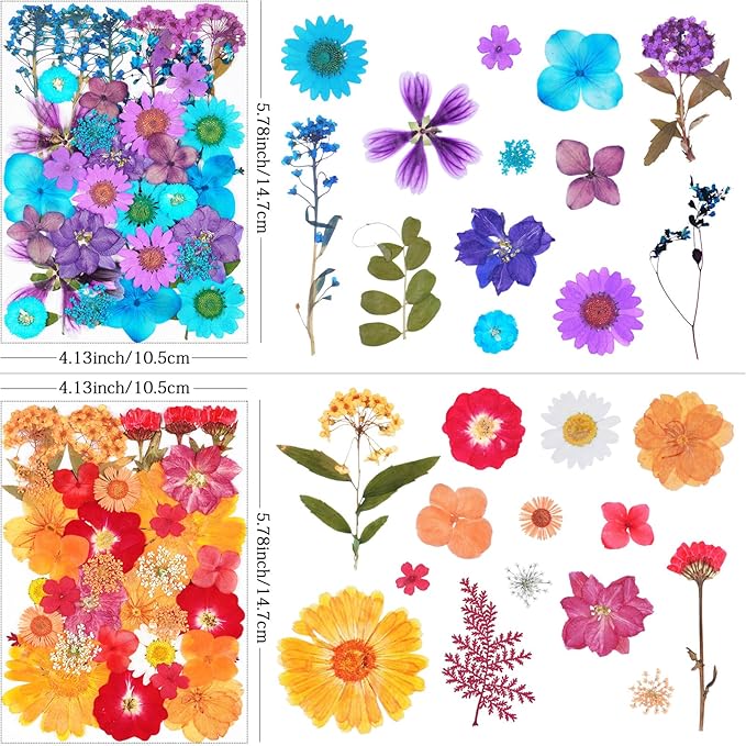 141Pcs Dried Pressed Flowers for Crafts,Xinxinran Dry Flower Kit for Resin Molds,Epoxy Resin Accessories,Bookmark,Nails, Jewelry Molds,Candle Making Supplies,Soap,Frame(Mixed Color)