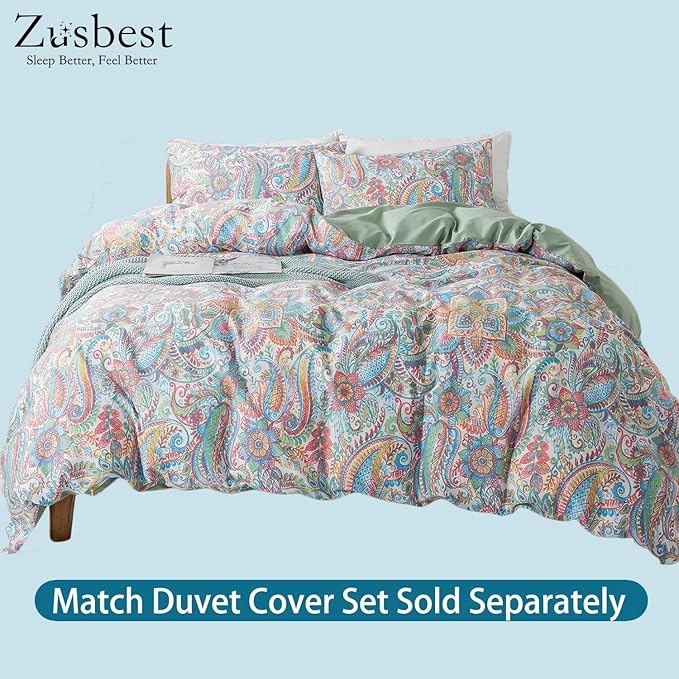 Zusbest California King Floral Sheets 100% Cotton Pink Green Paisley Bed Sheet Set Watercolor Bedding Luxury Soft Breathable Crispy Cooling Percale Sheets 17.5'' Deep Pocket Sheets Cal King, 4 Pieces