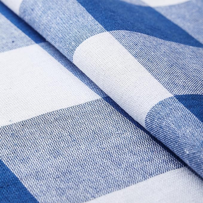 Encasa XO Cotton Dining Table Runner | Buffalo Blue Checks | Size 13x59 in - Machine Washable & Durable