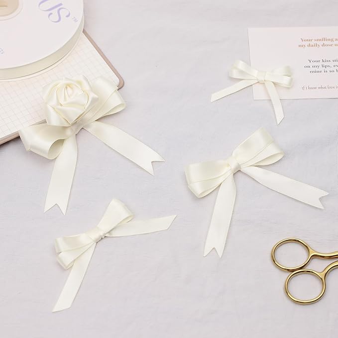 Cream Satin Ribbon, Double Faced 5/8 Inch X 50 Yards Cream Ribbon, Premium Satin Ribbon for Gift Wrapping, Crafts, Hair Bow Making, Sewing, Flower Bouquet, Wedding Party Decor