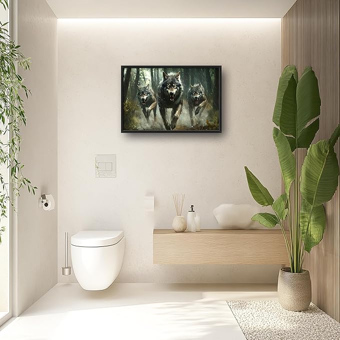 Forests Wolf Large Decor Wall Art Wolves Framed Pictures for Living Room, Animal Oversized Canvas Print Painting Modern Extra Large Framed Artwork for Bedroom Office Home Decor 36"x24"