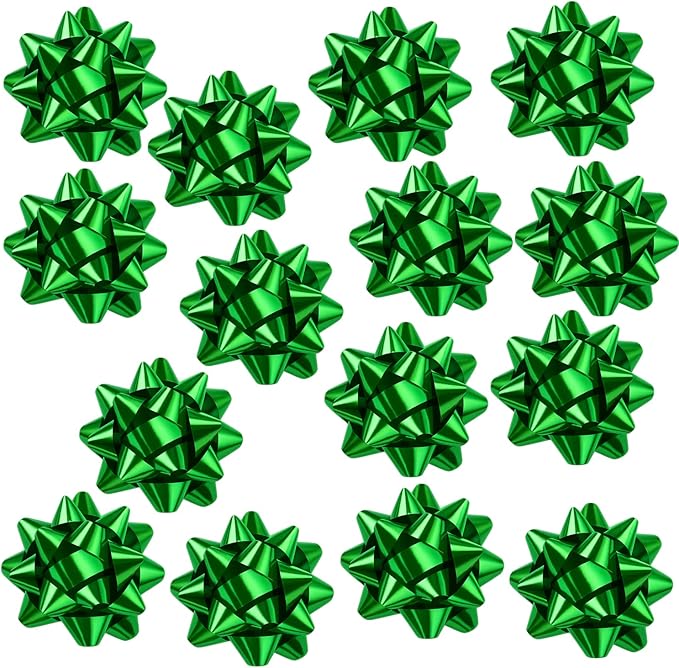 15 Pcs Gift Bows Assortment, Decor for Christmas, Birthdays, Weddings, Holiday Embellishments, Presents, Wrapping Paper, Anniversaries, Baby Showers, Bridal Showers, Hanukkah (Green)