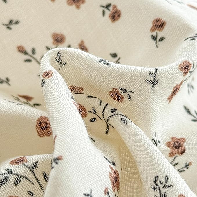EAVD Garden Style Small Floral Duvet Cover King Size Soft 100% Cotton Muslin Bedding Set with Floral Print Fresh Cottagecore Botanical Pattern Duvet Cover with Zipper Closure