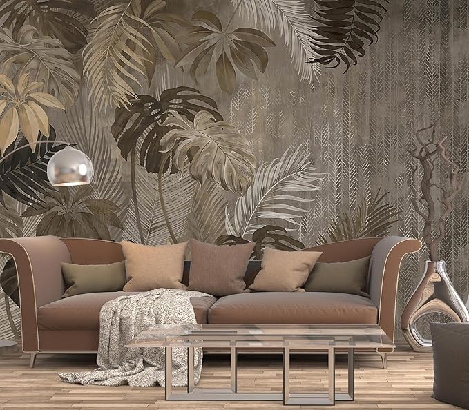 Cliouar-Turtle Backed Bamboo Plantain Leaf Plant Wall Mural Wallpaper Peel and Stick 90" x 67"