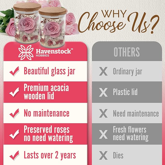 Pink Rose in a Glass Dome - Premium Real Roses That Last a Year or More - Mother's Day Unique Gifts for Her Preserved Roses - Forever Flower Decor Preserved Flowers - Eternal Rose Display
